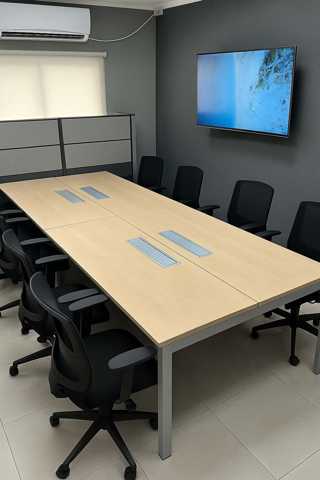 Isla de Escritorios Cuádruple para Coworking - Beige